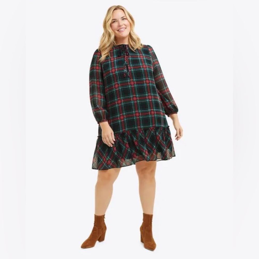 Draper James Women's Plus Size Rosanne Shift Dress in Georgia Plaid Sz XXL